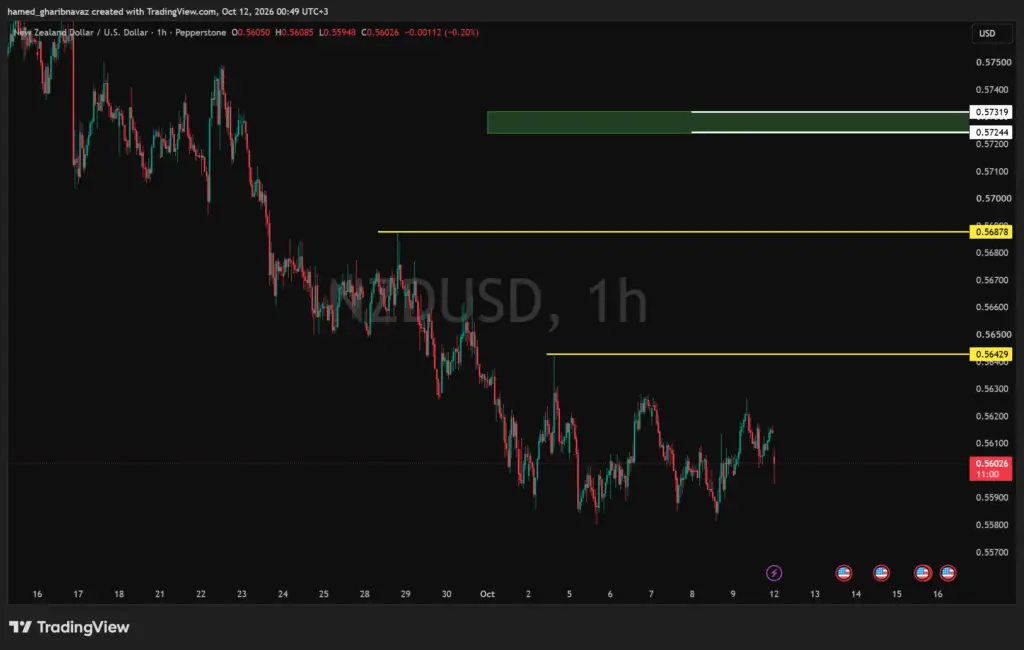 NZDUSD — تحلیل بر اساس محدوده‌های دیلی و سطوح استافیشینگ — تحلیل تکنیکال کلاسیک